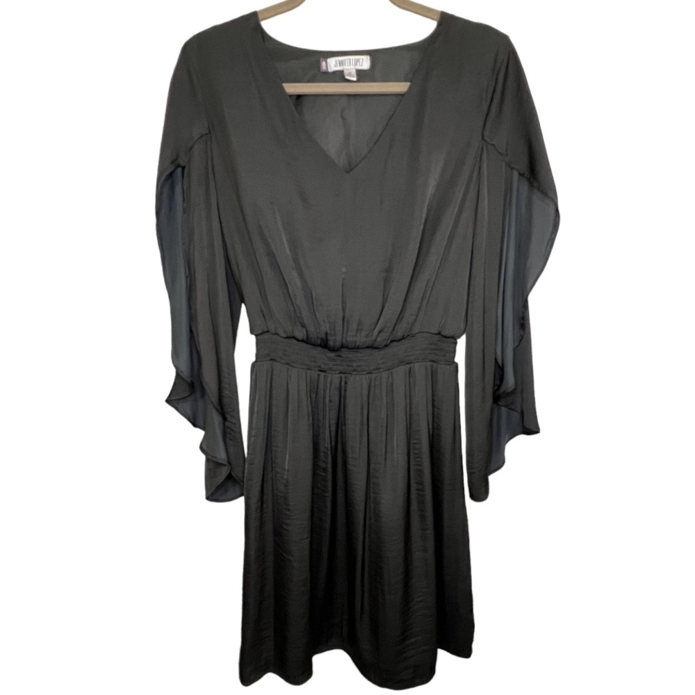 Jennifer Lopez black mini open arms v-neck dress size medium *